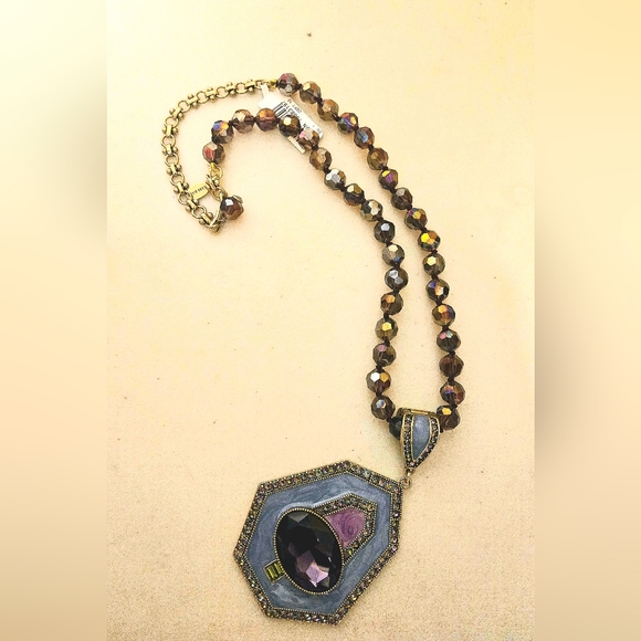 Heidi Daus Well connected beaded/enamel necklace, crystal enhancer pendant new! - Picture 2 of 16